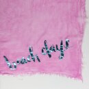 Scarf - summer scarf - inscription - with fringes - 90x190 cm - pink - neckerchief
