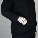 Leather-Bracelet with studs 3-row - white