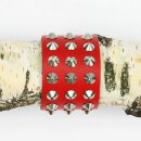 Leather-Bracelet with studs 3-row - red