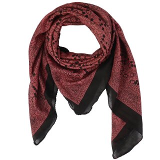 Baumwolltuch - Indisches Muster 1 - bordeaux schwarz - quadratisches Tuch