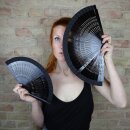 Fan - frond - foldable fan - hand fan - plain - black