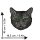 Patch XL - Cat head - eyes green - back patch