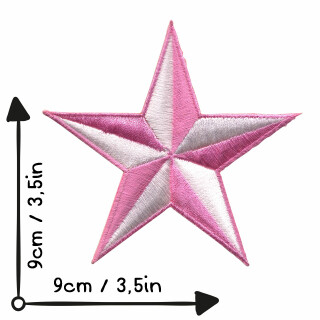 Aufnäher - Stern - weiß-rosa - Patch
