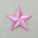 Aufnäher - Stern - weiß-rosa - Patch