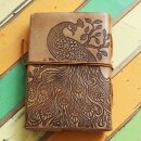 Leather notebook - light brown - sketchbook - diary - peacock