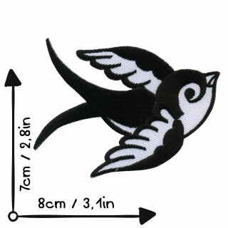 Aufnäher - Schwalbe schwarz-weiß - Kopf rechts - Patch