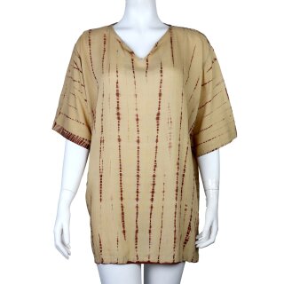 Baumwollhemd kurzarm braun-beige Oberhemd Shirt Batik
