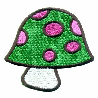Aufnäher - Pilz - Fliegenpilz grün-rosa-weiß - Patch
