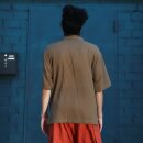 Mens shirt - dress shirt - lapel collar - short-sleeved - unicoloured - brown