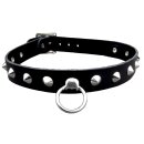 Lederhalsband mit Spitznieten 1-reihig - O-Ring -  Choker...