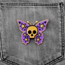 Aufnäher - Totenkopf Schmetterling - lila-ocker - Patch