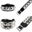 Leather bracelet with pyramid studs - black - rivet strap