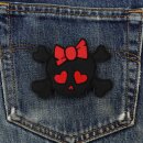 Patch - Skull with hearts - black-red