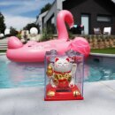 Glückskatze Maneki-Neko Vermögen Solar auf Sockel 8cm Winkekatze Lucky cat