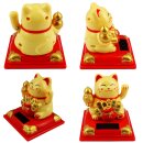 Glückskatze Sissy Solar auf Sockel 8cm Maneki-Neko...