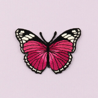 Aufnäher - Schmetterling - magenta-weiß-schwarz - Patch