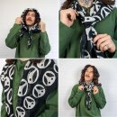 Cotton Scarf abstract 23 alien circles black beige squared kerchief