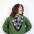 Cotton Scarf abstract 23 alien circles black beige squared kerchief