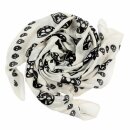 Cotton Scarf skulls white black squared kerchief
