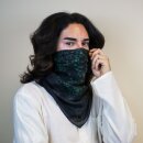 Baumwolltuch Indisches Muster 1 schwarz grau Blumen grün quadratisches Tuch
