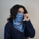 Baumwolltuch Indisches Muster 1 grau weiß Blumen weiß quadratisches Tuch