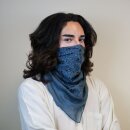 Baumwolltuch Indisches Muster 1 grau schwarz Blumen schwarz quadratisches Tuch