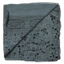 Baumwolltuch Indisches Muster 1 grau schwarz Blumen schwarz quadratisches Tuch