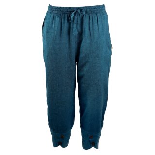 Summer trousers straight blue-petrol mottled single lacing slip-on trousers