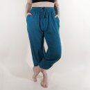 Summer trousers straight blue-petrol mottled single lacing slip-on trousers