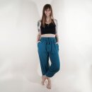 Summer trousers straight blue-petrol mottled single lacing slip-on trousers