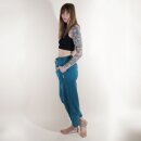 Summer trousers straight blue-petrol mottled single lacing slip-on trousers