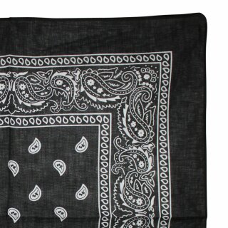Bandana Tuch - Paisley Muster klassisch schwarz - weiß - quadratisches Kopftuch