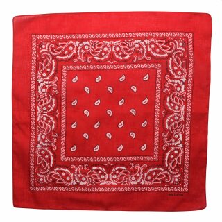 Bandana Tuch - Paisley Muster klassisch rot - weiß - quadratisches Kopftuch