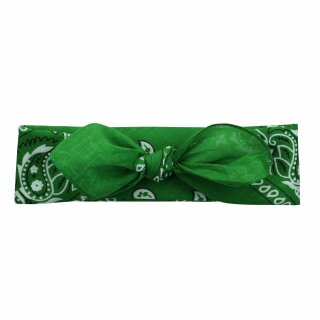 Bandana Tuch - Paisley Muster klassisch grün - weiß - quadratisches Kopftuch