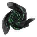 Cotton Scarf - Skulls 1 black - green - squared kerchief