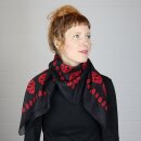 Baumwolltuch - Totenköpfe 1 schwarz - rot - quadratisches Tuch