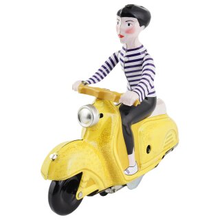 Blechspielzeug Scooter Girl ocker Mädchen auf Motorroller Roller