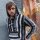 Poncho jacket black-white woven inverse Poncho baja jerga mexico style