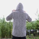 Kapuzenjacke schwarz beige gewebte Jacke mit Ethno Druck Übergangsjacke