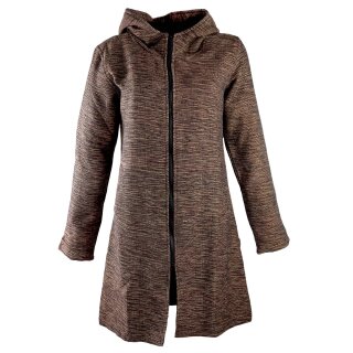 Ladies jacket with structure brown-black mottled jacket cotton waisted