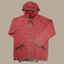 Jacket red with ethno brim transitional jacket cotton poncho style coat