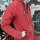 Jacket red with ethno brim transitional jacket cotton poncho style coat