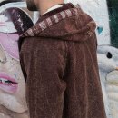 Jacket brown with ethno brim transitional jacket cotton poncho style coat