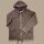 Jacket brown with ethno brim transitional jacket cotton poncho style coat