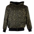 Hooded jacket black L golden ethno print streetwear...