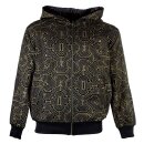 Kapuzenjacke schwarz goldener Ethno Druck Streetwear...