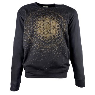Sweater flower of life print black gold sweatshirt holy geometry