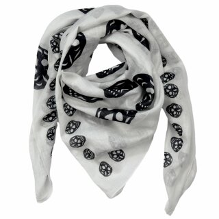 Cotton scarf skulls large & small white black 100x100cm light neckerchief square scarf scarf