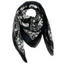 Cotton scarf skulls anthracite grey spider web barbed wire 100x100cm light neckerchief square scarf scarf