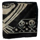 Baumwolltuch Piraten Totenköpfe Knochen Sterne schwarz beige 100x100cm leichtes Halstuch quadratisches Tuch Schal